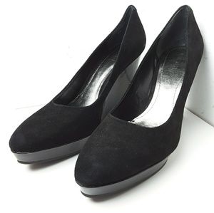 New Nine West Black Suede/Pat. Leather Wedges